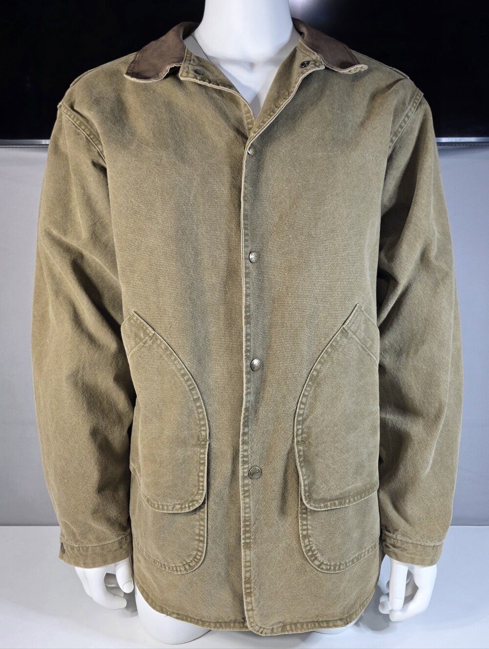 Woolrich Vintage Tan Canvas Field Jacket Barn Coat Workwear Size Large